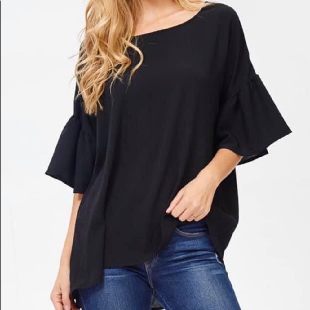 Black Bell Sleeve Blouse